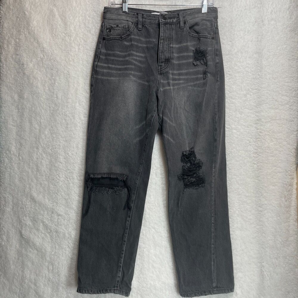 KanCan High Rise Distressed Grey Jeans Size 7/27 Women’s Button Fly Vintage Look